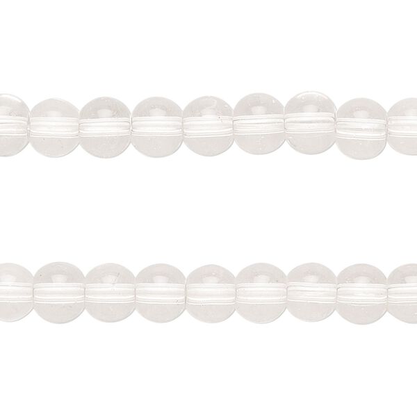 Bead, glass, clear, 6-7mm round. Sold per pkg of (2) 14-inch strands. image number 0