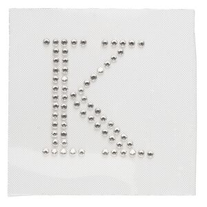 Iron-on transfer 1pk crystal clear, Preciosa Czech crystal 33.5x32mm "K"