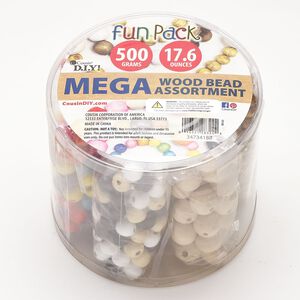 Bead mix 1pkg1 wood, 10-17mm round, 500 gram natural/dyed/waxed mixed colors