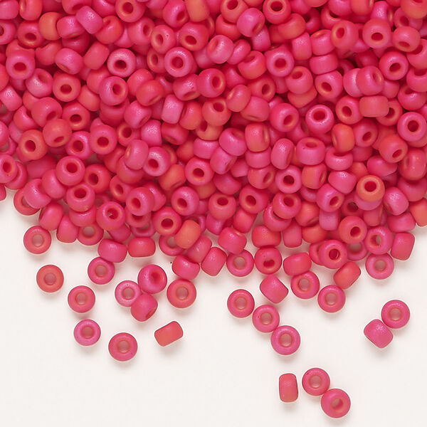 Seed bead, Miyuki 1pkg250g, glass, #8 rocaille, opaque matte luster red (RR-2076) image number 0