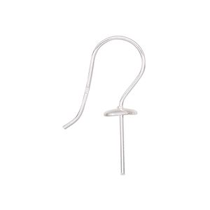 Ear wire fishhook 1pkg2 sterling silver, 29.5mm / 7mm cup / 13mm shank, 19 gauge 1 pair