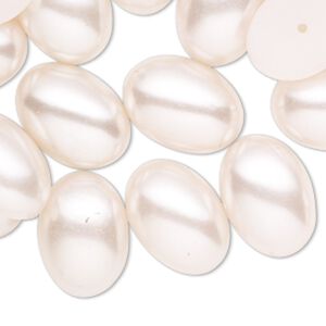 Cabochon, vintage Korean acrylic pearl, opaque light pink, 18x13mm half-drilled non-calibrated oval. Sold per pkg of 24.
