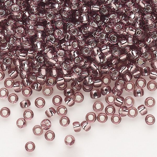 Seed bead, Dyna-Mites™, glass, silver-lined translucent lilac, #8 round. Sold per 1/2 kilogram pkg. image number 0