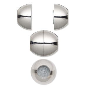 Clasp, magnetic barrel, stainless steel, 14x13mm with glue-in ends, 6mm inside diameter. Sold individually.