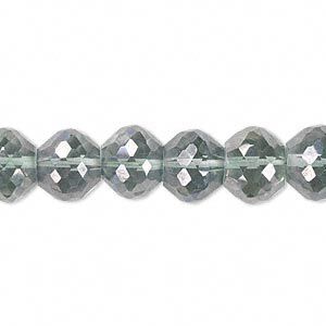 Quartz crystal 1pkg10, AB hand-cut faceted rondelle bead 10x8mm