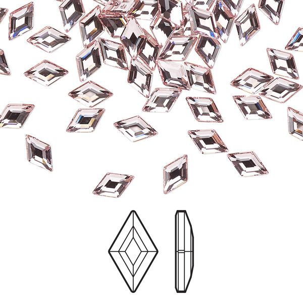 Flat back 24pk light rose foil back, Crystal Passions® 6.6x3.9mm diamond 2773 image number 0