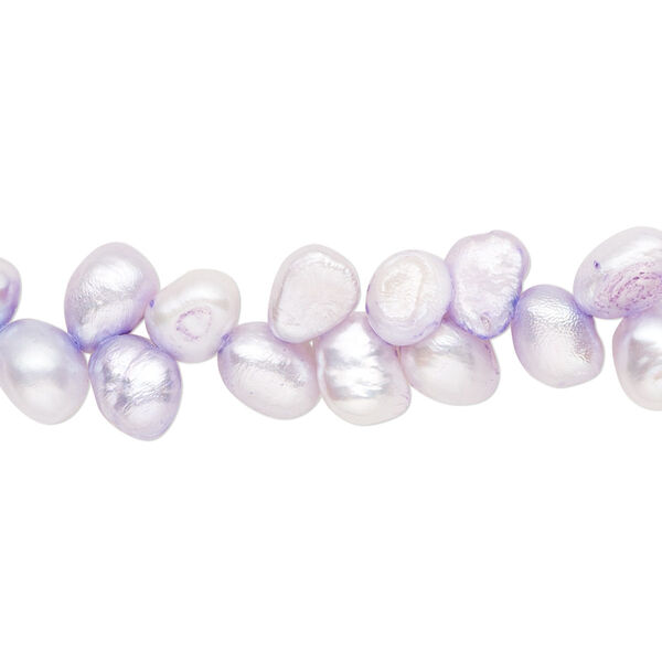 Pearl, cultured freshwater (dyed), light periwinkle, 7x5mm-8x6mm herringbone-drilled flat-sided rice with 0.4-0.6mm hole, D grade, Mohs hardness 2-1/2 to 4. Sold per 15-inch strand. image number 0