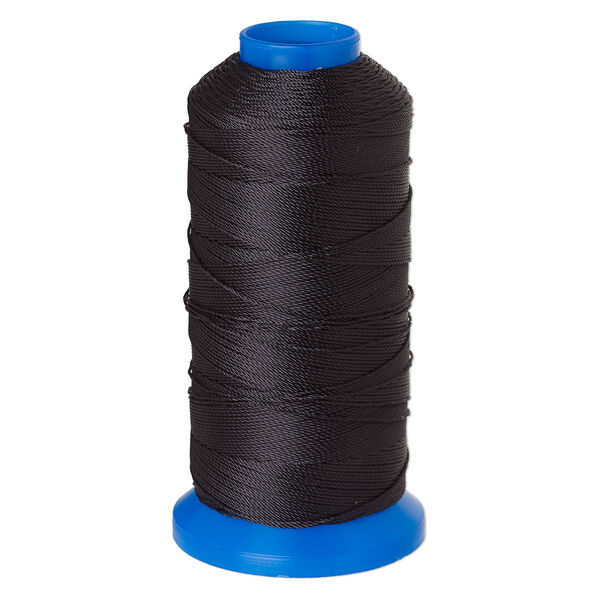 Cord, Griffin, nylon, black, 0.6mm, 33.3-pound test. Sold per 400-meter spool. image number 0
