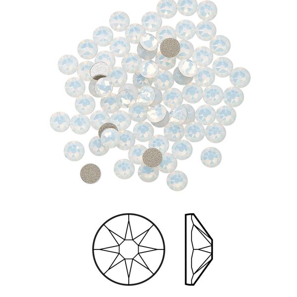 Flat back 1440pk white opal foil back, Swarovski® 3-3.2mm rose round SS12 2088 image number 0