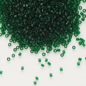 Seed bead, Delica®, glass, pkg/7.5g, #11 round, transparent emerald green (DB-0713).
