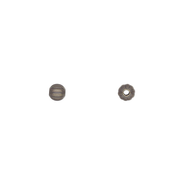 Bead, antique gold-plated brass, 4mm corrugated round. Sold per pkg of 100. image number 0