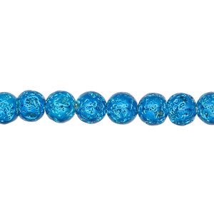 Lava rock 1pkg1, electrocoated round bead 15.5-16 inch 6-7mm