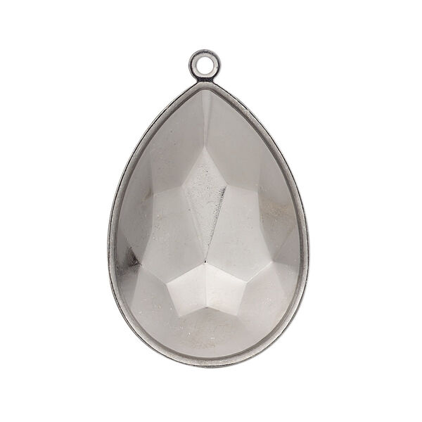 Focal, Almost Instant Jewelry®, gunmetal-plated brass, 32x22.5mm pear with 30x20mm pear setting. Sold per pkg of 2. image number 0