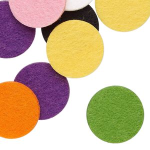 Locket insert mix, felt, mixed colors, 22mm flat round. Sold per pkg of 20.