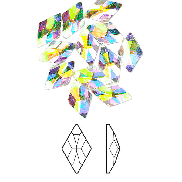 Flat back 12pk crystal AB foil back, Crystal Passions® 10x6mm rhombus 2709 image number 0