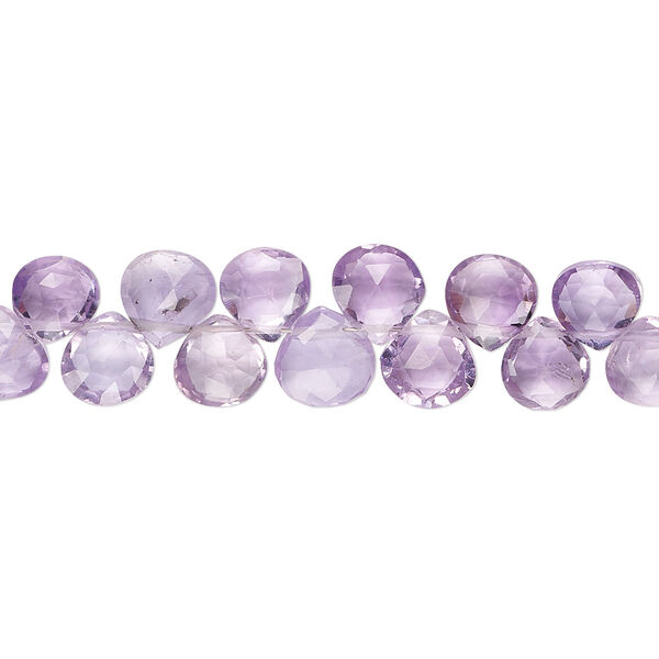 Amethyst 1pkg1, hand-cut top-drilled faceted puffed teardrop bead natural B grade, 8 inch 8x7mm-10x10mm image number 0