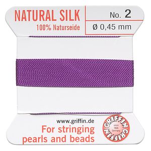 Thread, Griffin, silk, amethyst purple, size #2. Sold per 2-meter card (approximately 78 inches).