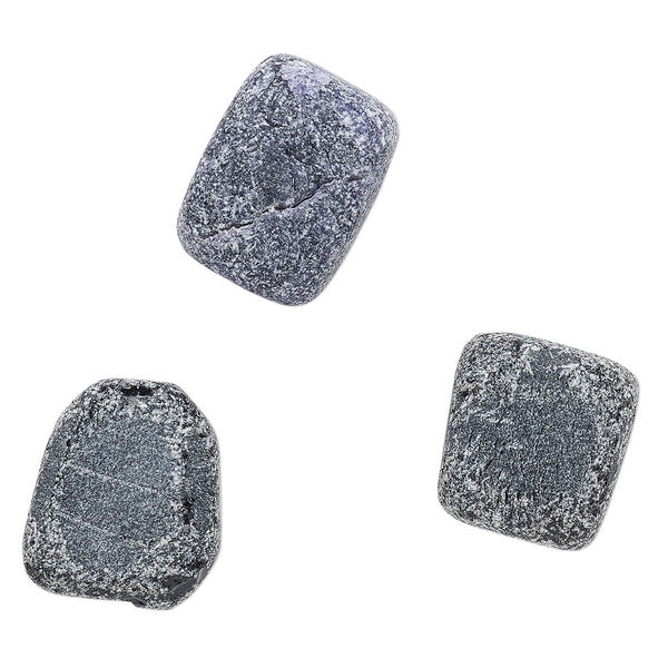 Component, obsidian (natural), medium sand-blasted undrilled rough nugget, Mohs hardness 5 to 5-1/2. Sold per pkg of 3. image number 0