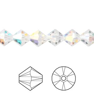 Bead 12pk crystal AB, Crystal Passions® 8mm bicone 5328
