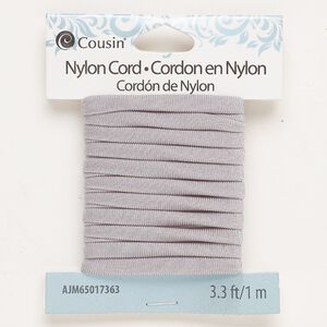 Nylon 1pkg1, flat round cord 1 meter grey 5mm