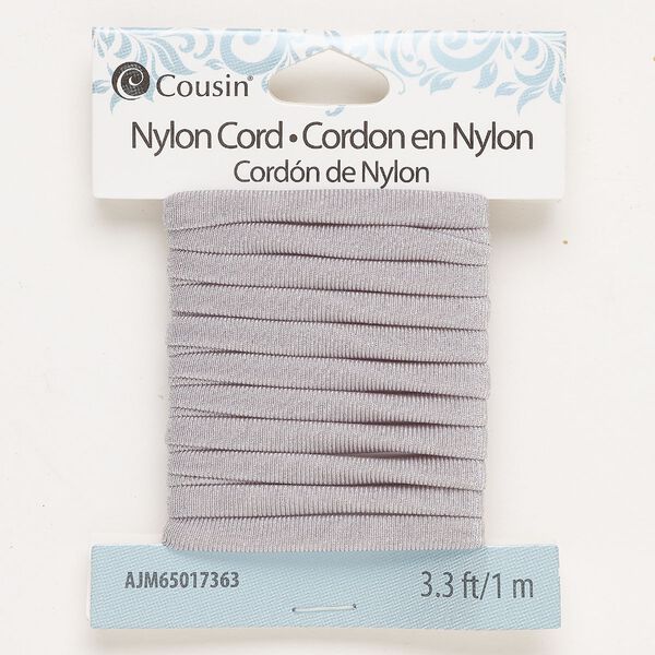 Nylon 1pkg1, flat round cord 1 meter grey 5mm image number 0
