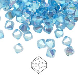 Bead 288pk aquamarine AB 2X, Preciosa Czech crystal 6mm bicone