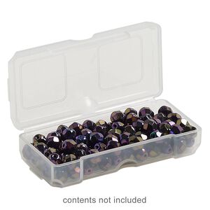 Organizer, Dot Box™, plastic, clear, 2-1/2 x 1-1/4 x 1/2 inch rectangle with pop-up lid. Sold per pkg of 4.