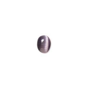 Cabochon, cat's eye glass (fiber optic glass), purple, 9x7mm calibrated oval, quality grade. Sold per pkg of 10.