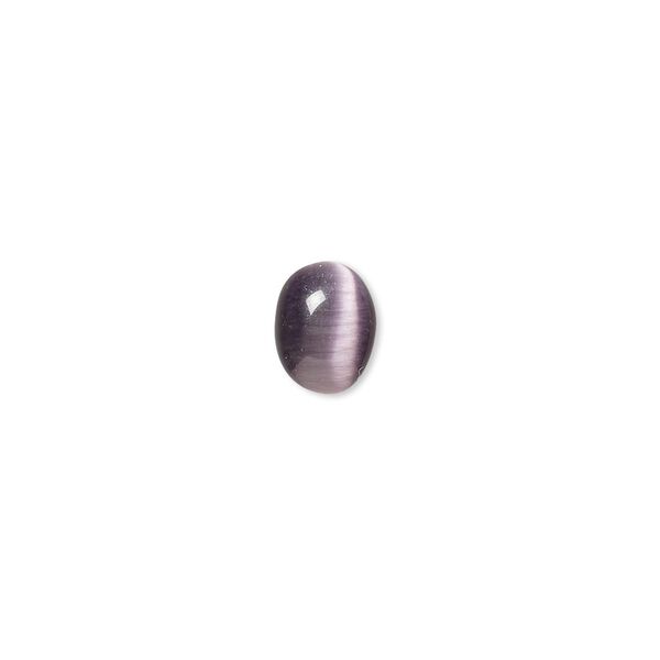 Cabochon, cat's eye glass (fiber optic glass), purple, 9x7mm calibrated oval, quality grade. Sold per pkg of 10. image number 0