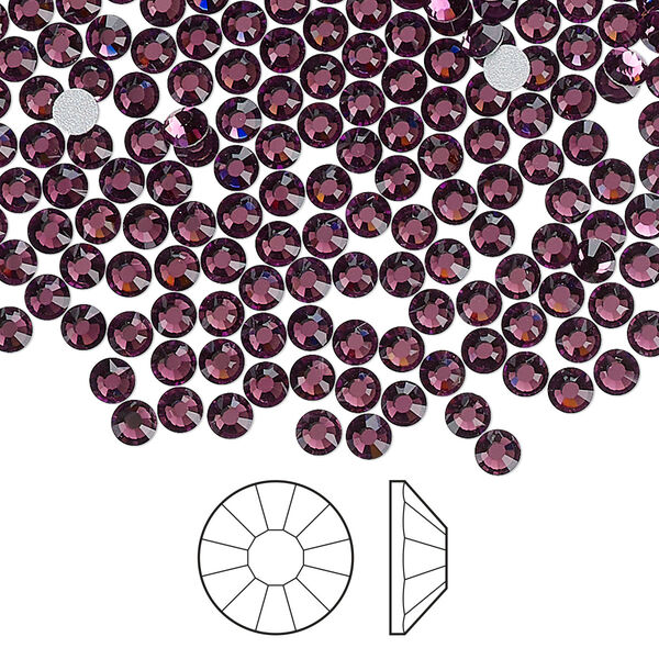 Flat back 1440pk amethyst foil back, Preciosa Viva 12® Czech crystal rhinestone 3-3.2mm chaton rose round SS12 image number 0
