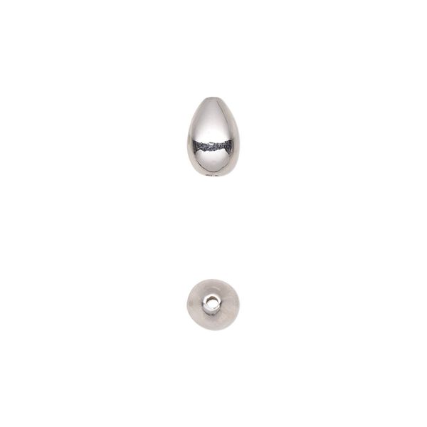 Bead, sterling silver, 8x5mm teardrop. Sold individually. image number 0