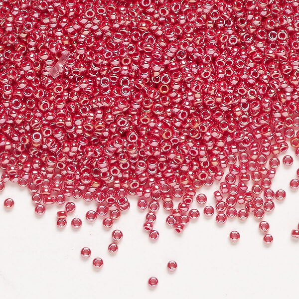 Seed bead, Miyuki, glass, pkg/250g, #15 rocaille, opaque luster dark red (RR-425). image number 0