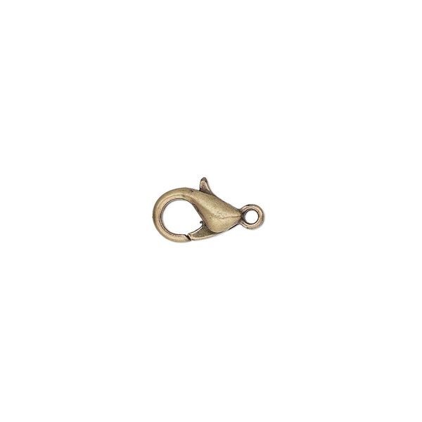 Clasp, lobster claw, antique gold-plated "pewter" (zinc-based alloy), 10x6mm. Sold per pkg of 100. image number 0