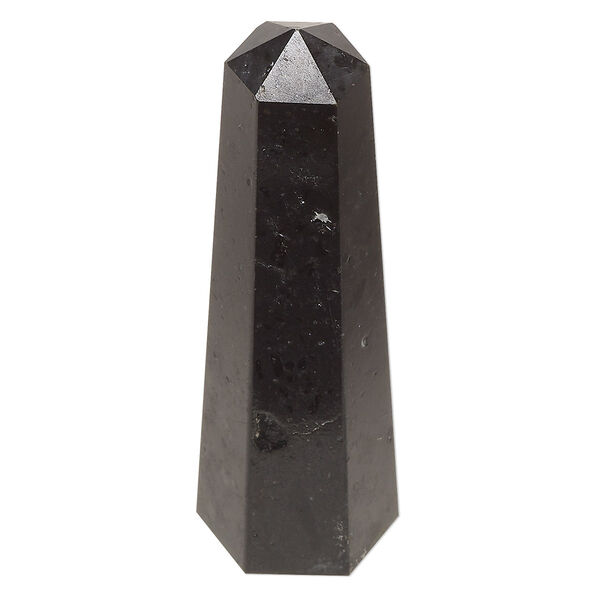 Gift, black tourmaline (natural), 2-1/2x3/4-inch to 3x1-inch hand-cut 6-sided point tower, C grade, Mohs hardness 7 to 7-1/2. Sold individually. image number 0