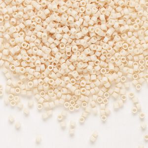 Seed bead, Delica®, glass, pkg/7.5g, #11 round, opaque matte glazed luster antique beige (DB-0353).