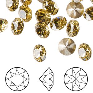 Chaton 6pk dark jonquil foil back, Crystal Passions® Regenerated 8.16-8.41mm round SS39 1088