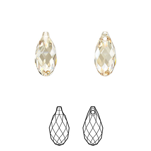 Briolette 2pk crystal golden shadow, Crystal Passions® 13x6.5mm pendant drop 6010 image number 0