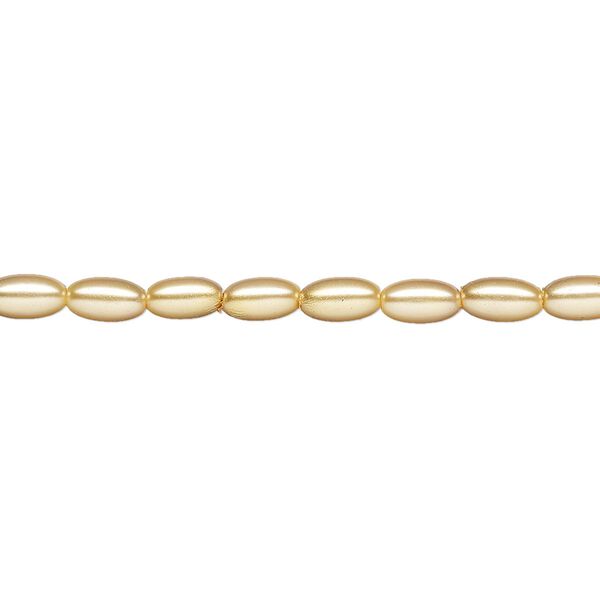 Pearl 1pk champagne, Celestial Crystal® 6x3.5mm rice 15.5-16 inch image number 0
