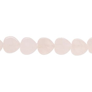 Rose quartz 1pkg1, flat heart bead natural, 15 inch 8-9mm