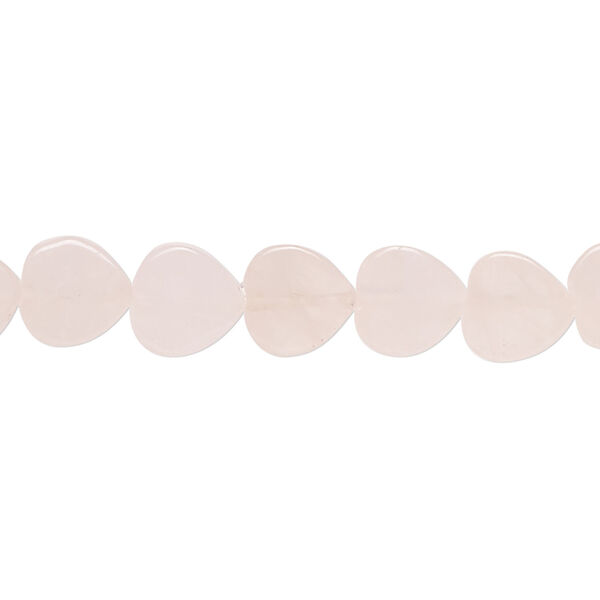 Rose quartz 1pkg1, flat heart bead natural, 15 inch 8-9mm image number 0