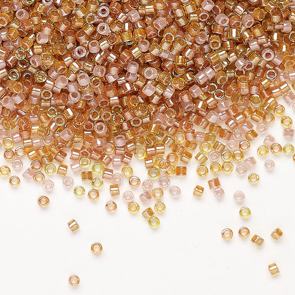 Seed bead mix, Miyuki Delica®, glass, pkg/250g, #11 round, translucent inside dyed color luster honey beige/peridot mix. image number 0