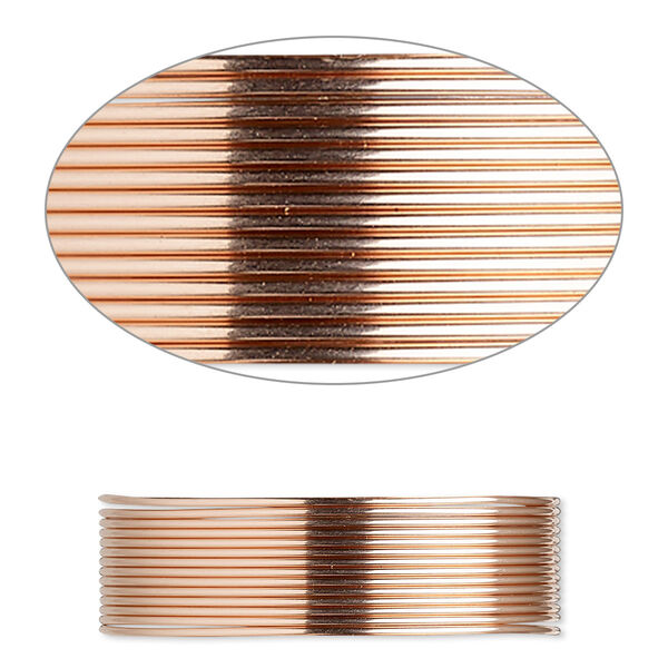 Wire, 12Kt rose gold-filled, dead-soft, round, 22 gauge. Sold per pkg of 5 feet. image number 0