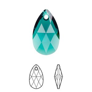 Drop 1pk emerald, Crystal Passions® 22x13mm pendant pear 6106