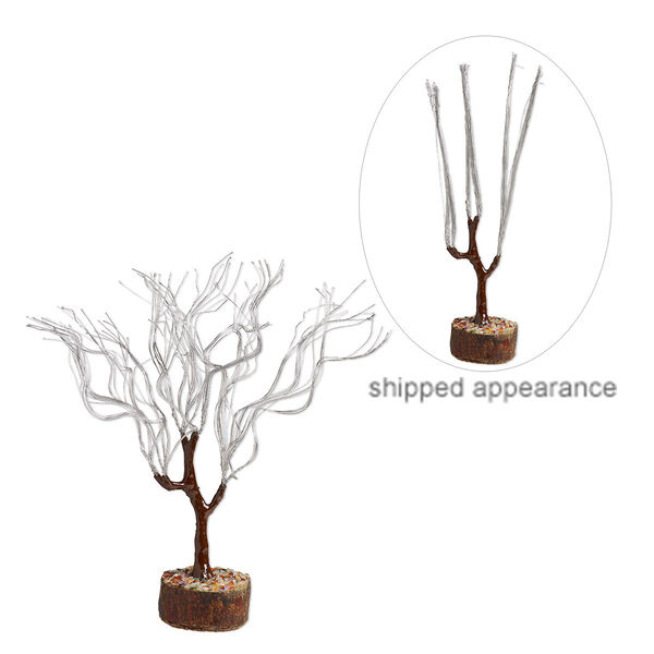 Component, galvanized steel / gum arabic tree / multi-gemstone (natural / dyed / heated) / epoxy / felt, multicolored, 12 x 4 inch tree. Sold individually. image number 0