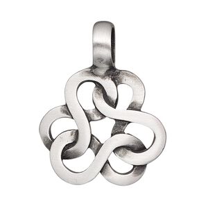 Pendant, antiqued pewter (tin-based alloy), 35x27mm single-sided interlocked infinity. Sold individually.
