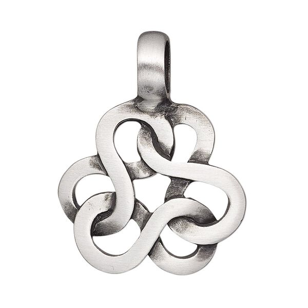 Pendant, antiqued pewter (tin-based alloy), 35x27mm single-sided interlocked infinity. Sold individually. image number 0
