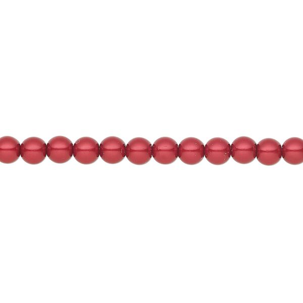 Pearl 50pk red, Preciosa Czech crystal 4mm round image number 0