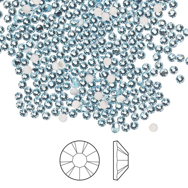 Flat back 144pk aquamarine foil back, Preciosa MAXIMA Czech crystal hotfix rhinestone 1.9-2.1mm chaton rose round SS6 image number 0