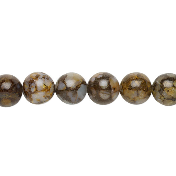 Bead, brown opal (stabilized), 8mm round, B grade, Mohs hardness 5 to 6-1/2. Sold per 15-1/2" to 16" strand. image number 0