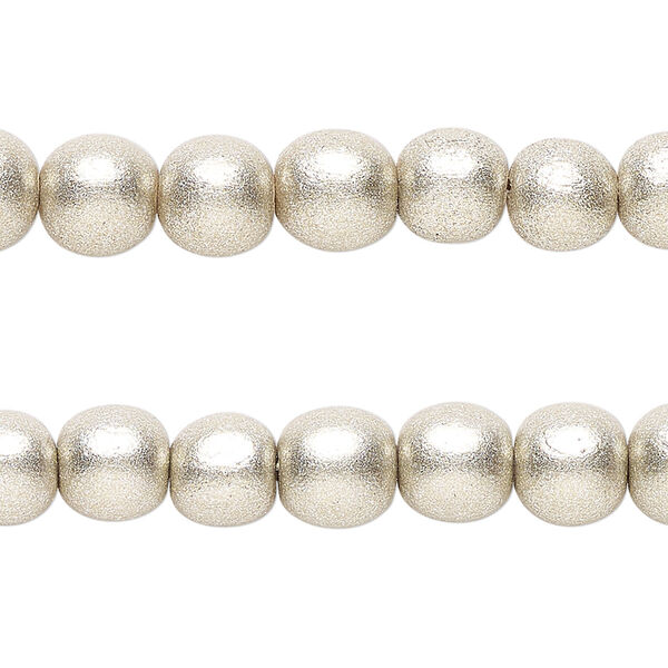 Taiwanese cheesewood 1pkg2, hand-cut painted round bead 15.5-16 inch metallic platinum 8mm image number 0